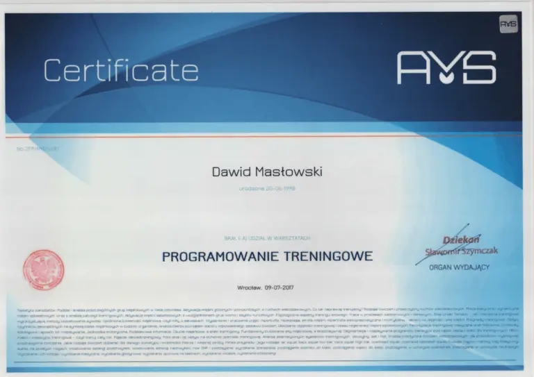 Certyfikat: Programowanie treningowe