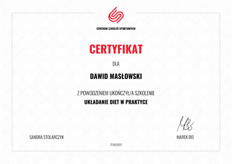 Certyfikat: Układanie diet w praktyce