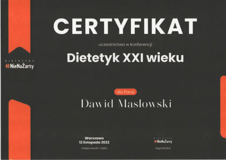 Certyfikat: Konferencja dietetyczna 2023