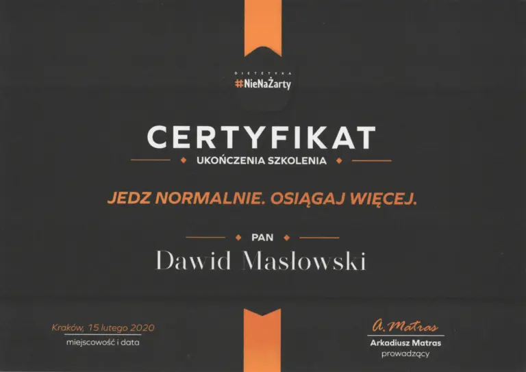 Certyfikat: Jedz normalnie