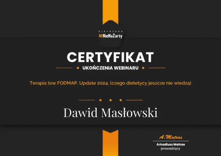 Certyfikat: Dietoterapia low FODMAP