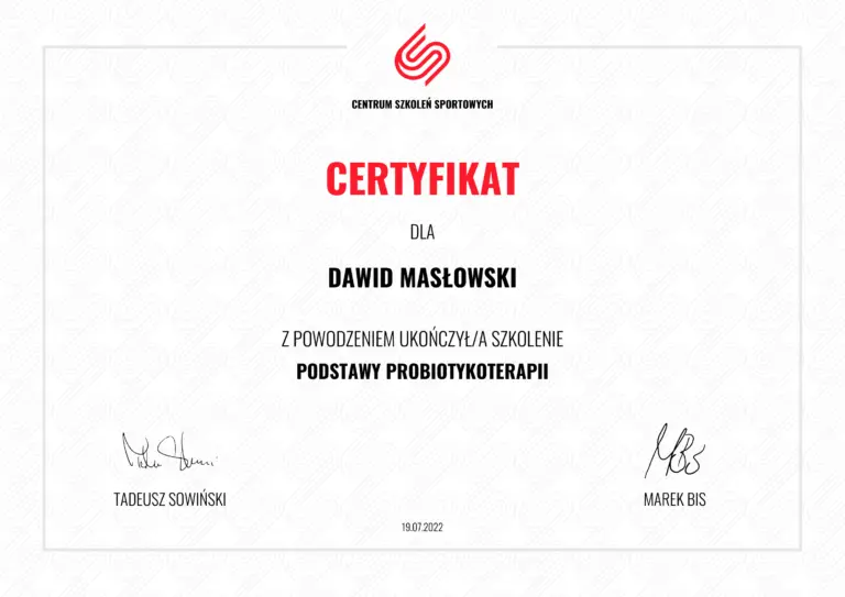 Certyfikat: Podstawy probiotykoterapii